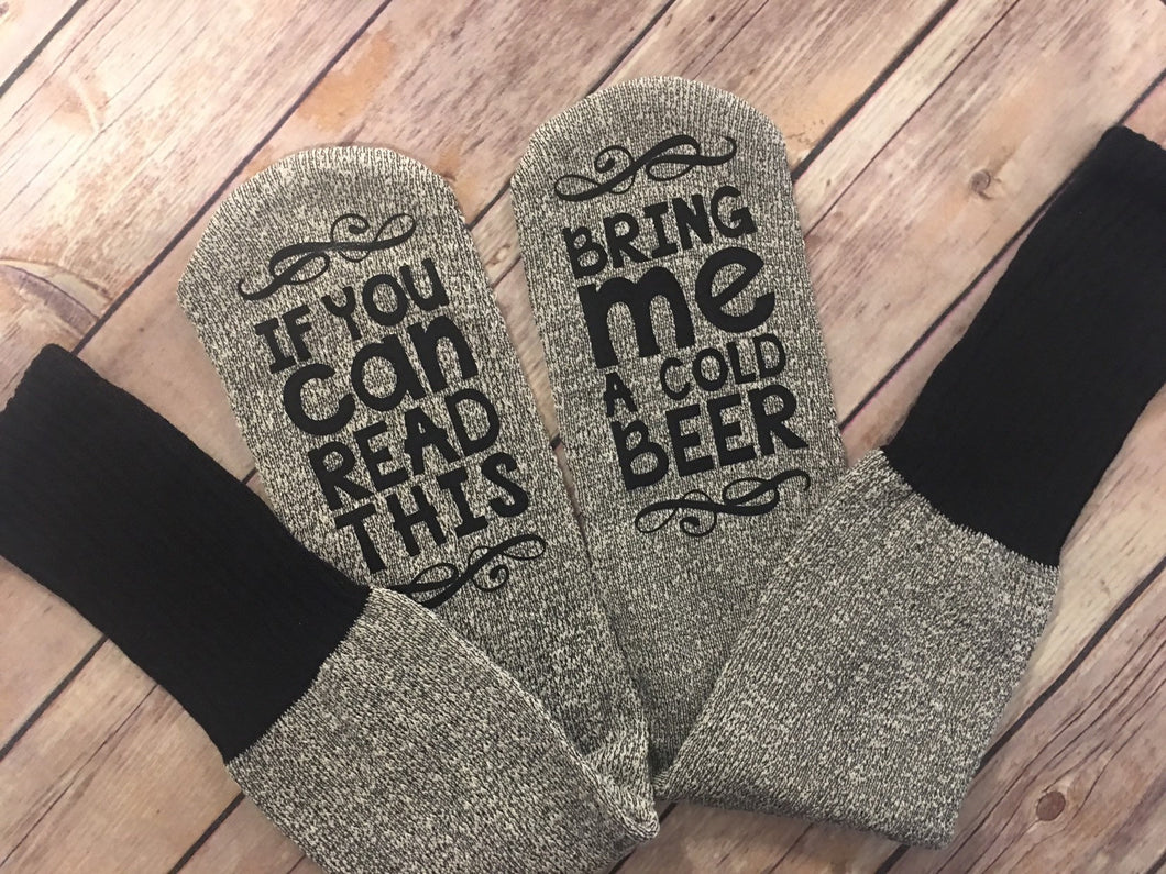 Black/Gray MENS If you could read this please bring me a COLD BEER Socks