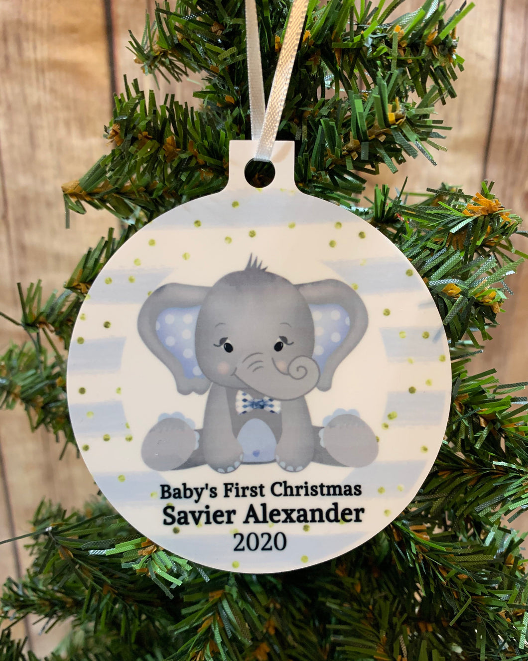 Baby’s First Christmas, Elephant Ornament, personalized Christmas Ornament Gift, Baby boy gift