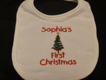 Load image into Gallery viewer, PERSONALIZED First CHRISTMAS Bib OR Burp Cloth
